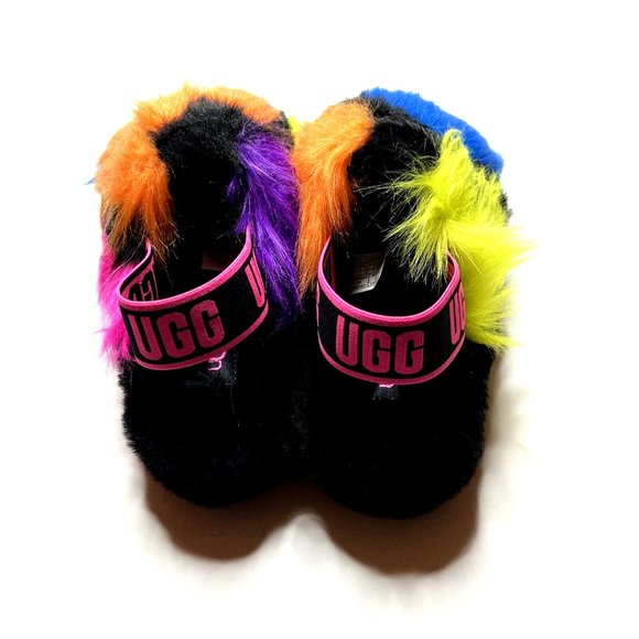 NWOB UGG Fluff Yeah Party Spots Slide Sandals Size 6 Multicolor Sheepskin - Picture 5 of 8